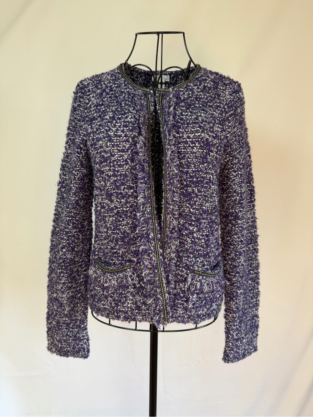 Chico's Purple Bouclé Zip Jacket